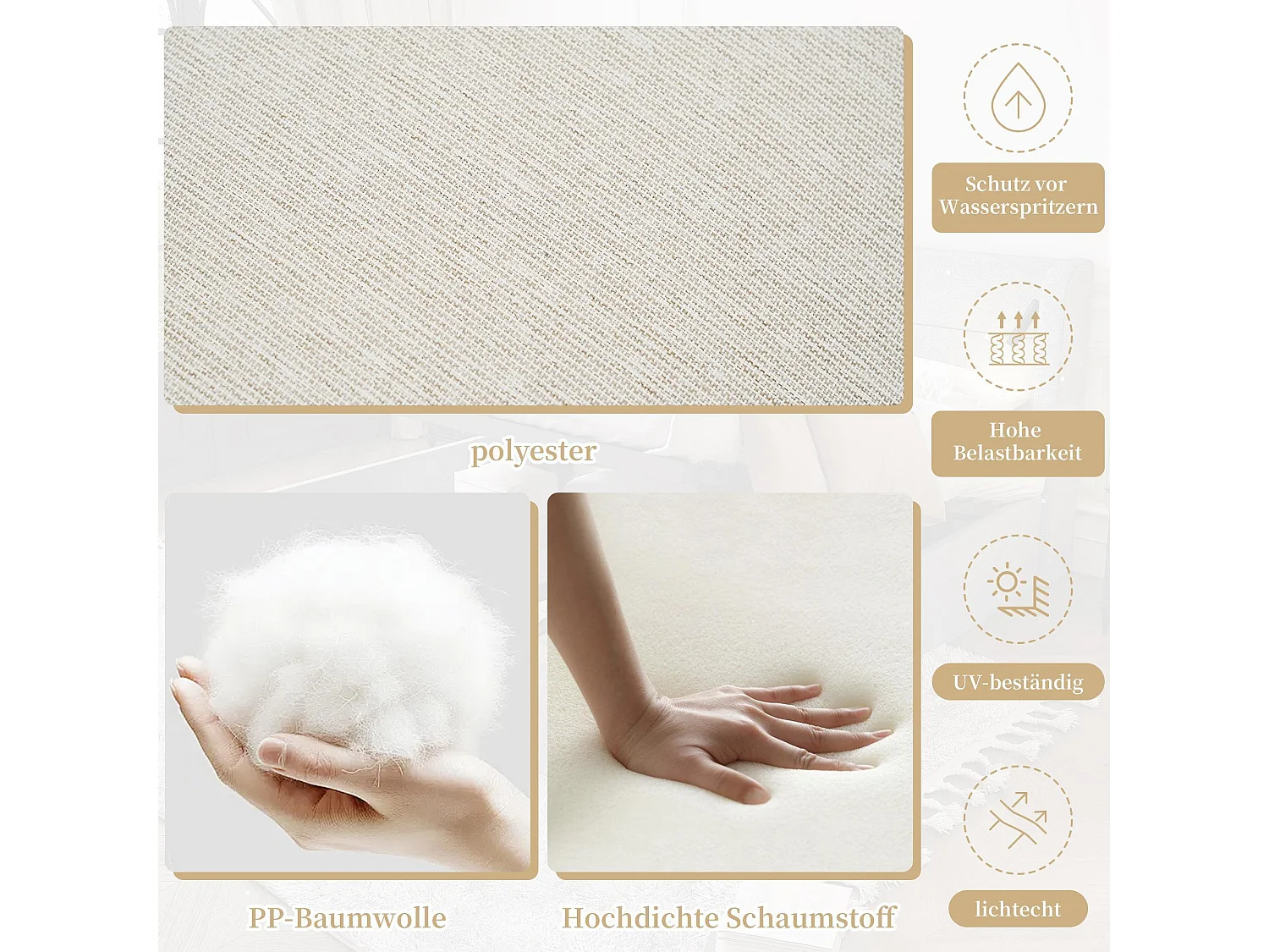 Tuinset, geschikt voor maximaal 7 personen, van gegalvaniseerde stalen buizen, kleur kaki + beige