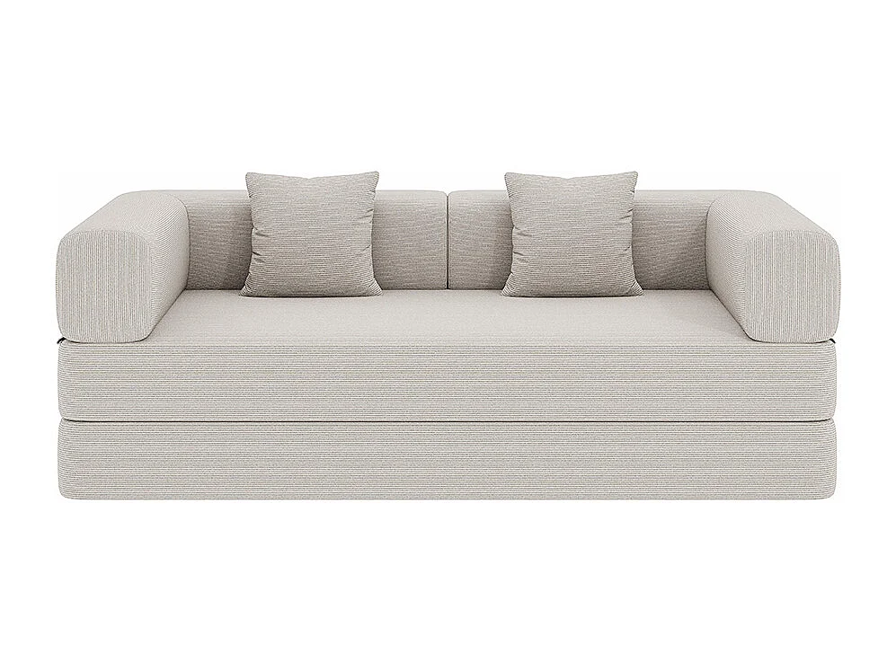 Canapé-lit convertible avec coussins cylindriques, canapé-lit pliant en velours côtelé avec structure fixe, canapé inclinable, gris