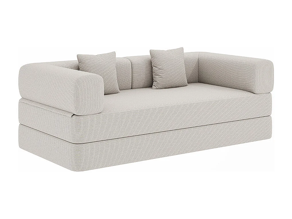 Canapé-lit convertible avec coussins cylindriques, canapé-lit pliant en velours côtelé avec structure fixe, canapé inclinable, gris