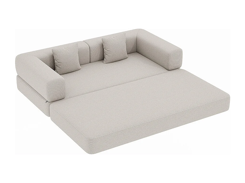 Canapé-lit convertible avec coussins cylindriques, canapé-lit pliant en velours côtelé avec structure fixe, canapé inclinable, gris