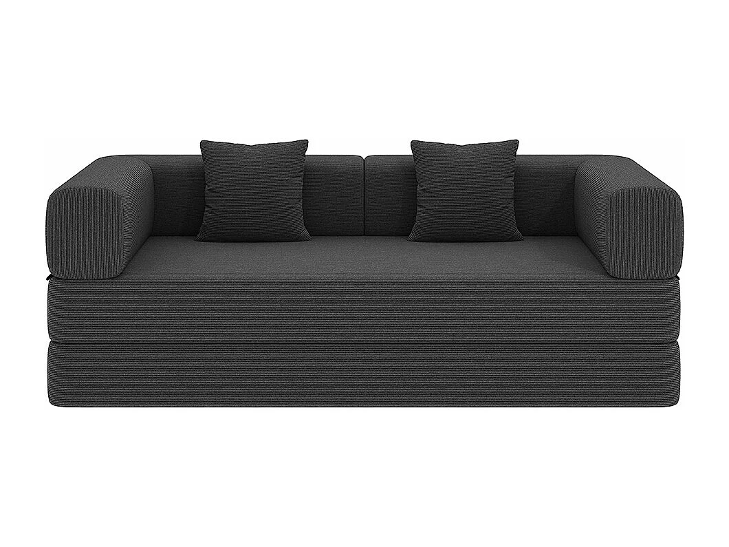 Canapé-lit convertible avec coussins cylindriques, canapé-lit pliant en velours côtelé avec structure fixe, canapé inclinable, blanc