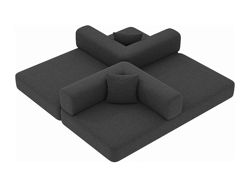 Canapé-lit convertible avec coussins cylindriques, canapé-lit pliant en velours côtelé avec structure fixe, canapé inclinable, blanc