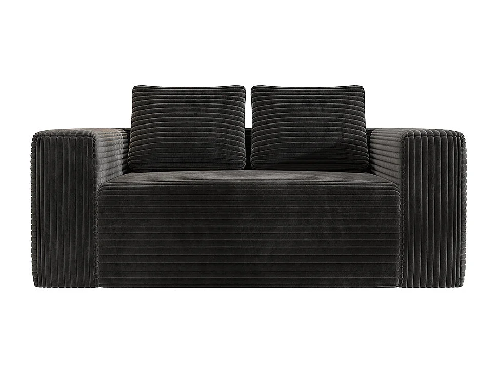 Canapé deux places profond sans cadre, canapé prêt à l'emploi à base de mousse, tissu velours côtelé, noir