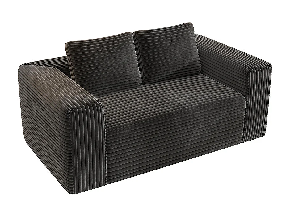 Canapé deux places profond sans cadre, canapé prêt à l'emploi à base de mousse, tissu velours côtelé, noir
