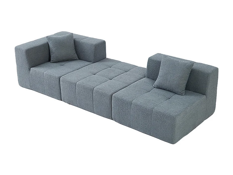 Canapé modulable convertible, canapé trois places sans ossature, aucun assemblage requis, gris clair