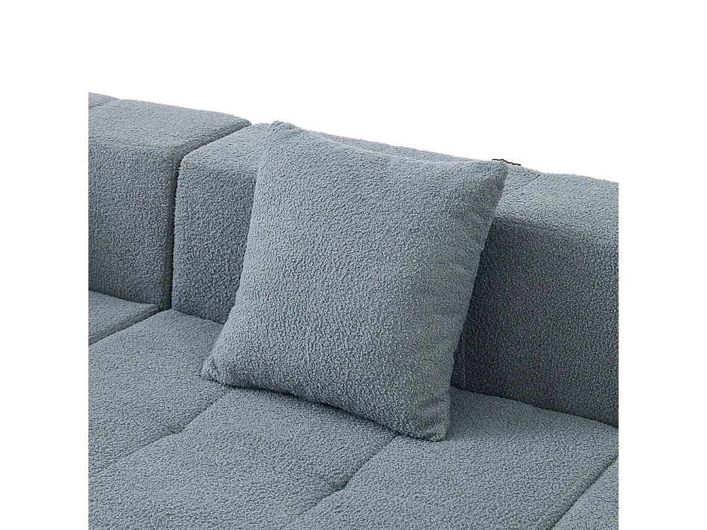 Canapé modulable convertible, canapé trois places sans ossature, aucun assemblage requis, gris clair