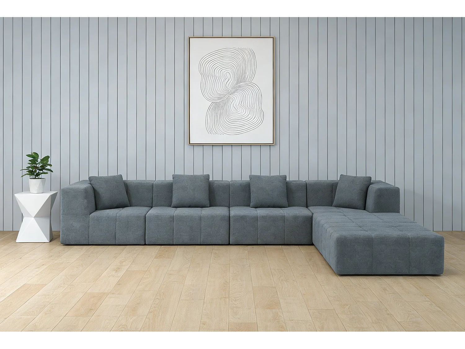 Canapé modulable convertible, canapé trois places sans ossature, aucun assemblage requis, gris foncé