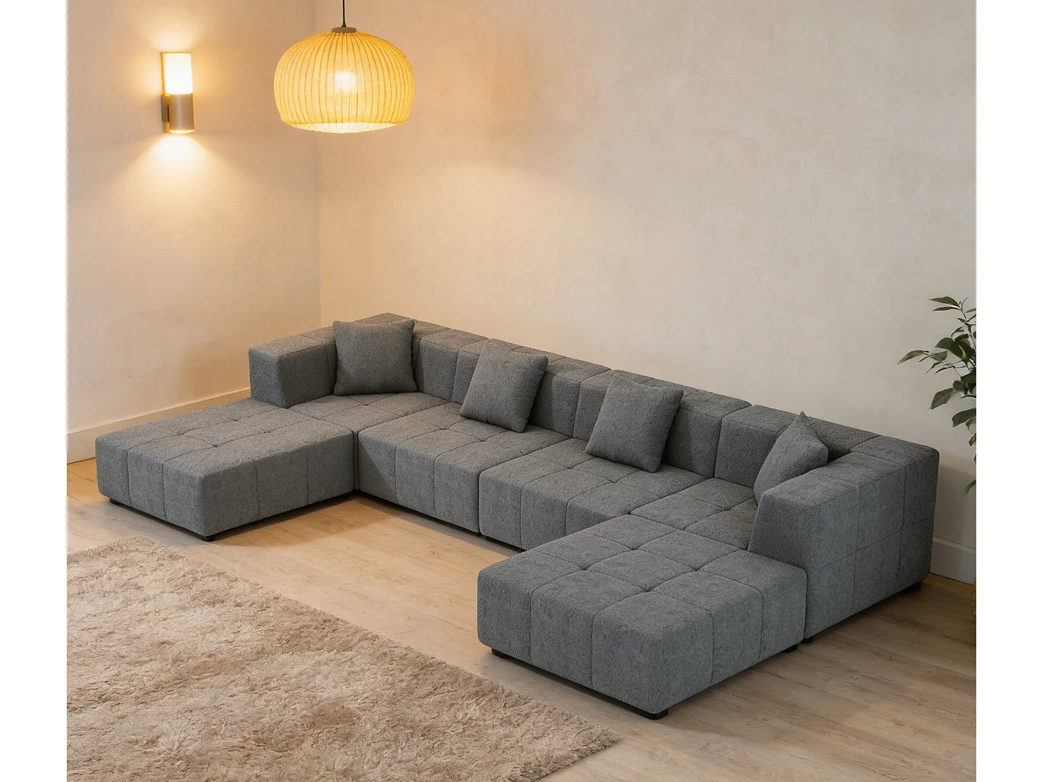 Canapé modulable convertible, canapé trois places sans ossature, aucun assemblage requis, gris foncé