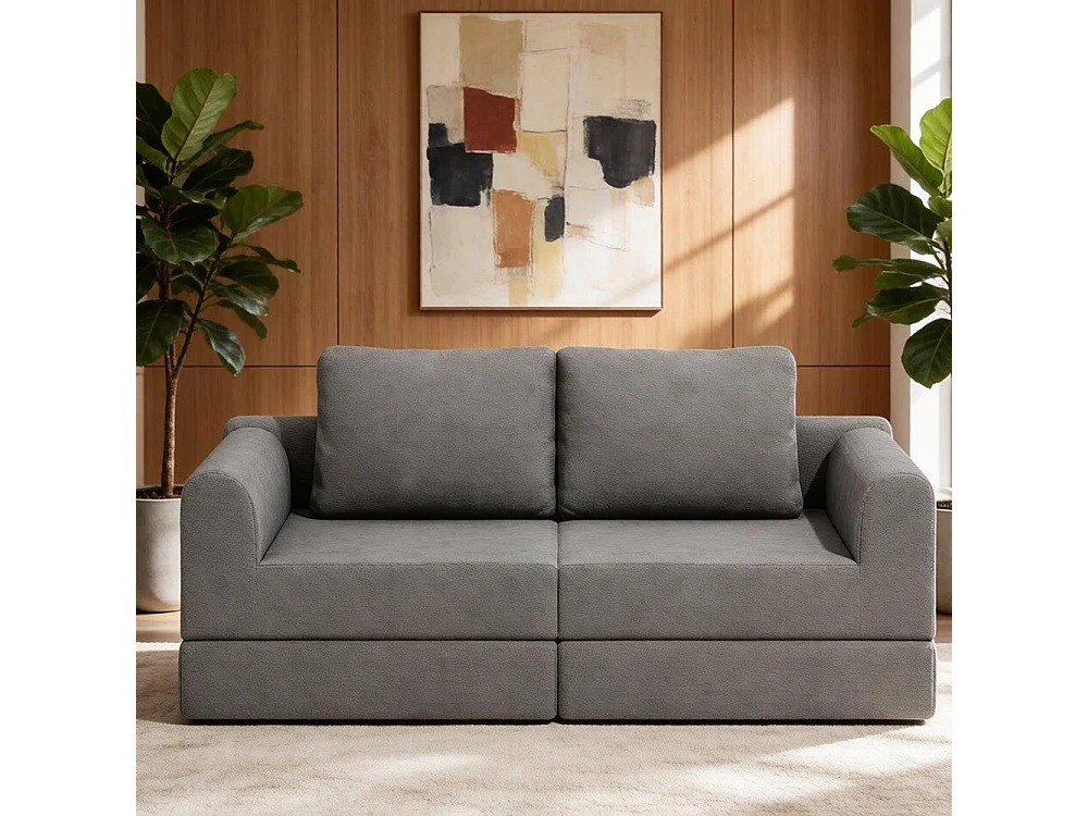 Canapé-lit pliable avec dossier multifonctionnel en mousse à mémoire de forme, tapis de sol portable, gris