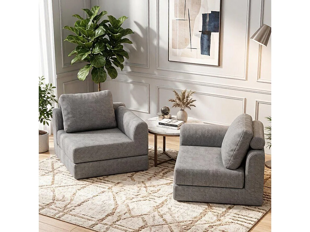 Canapé-lit pliable avec dossier multifonctionnel en mousse à mémoire de forme, tapis de sol portable, gris