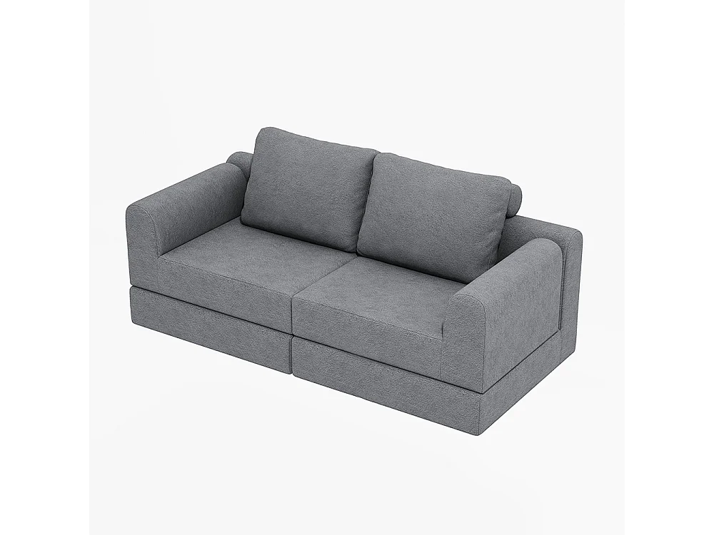 Canapé-lit pliable avec dossier multifonctionnel en mousse à mémoire de forme, tapis de sol portable, gris