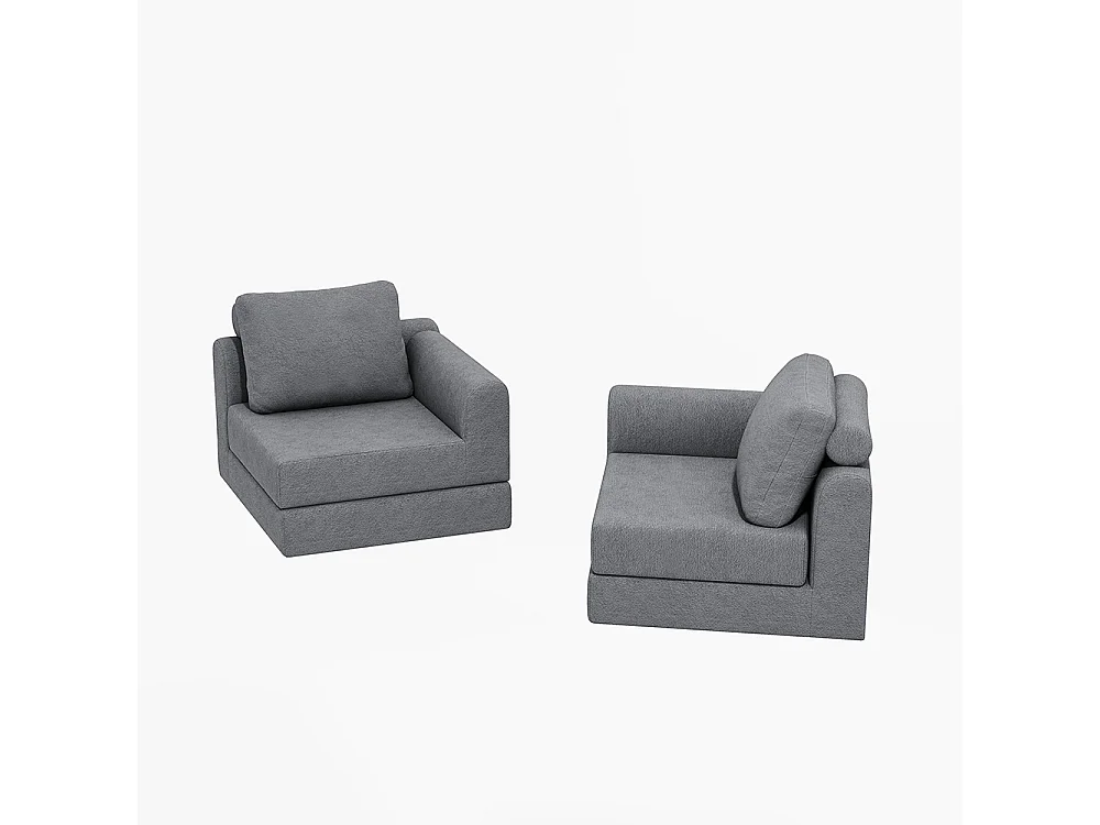 Canapé-lit pliable avec dossier multifonctionnel en mousse à mémoire de forme, tapis de sol portable, gris