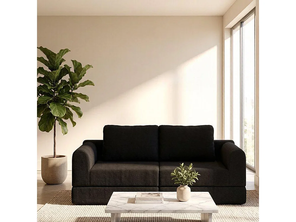 Canapé-lit pliable avec dossier multifonctionnel en mousse à mémoire de forme, tapis de sol portable, noir