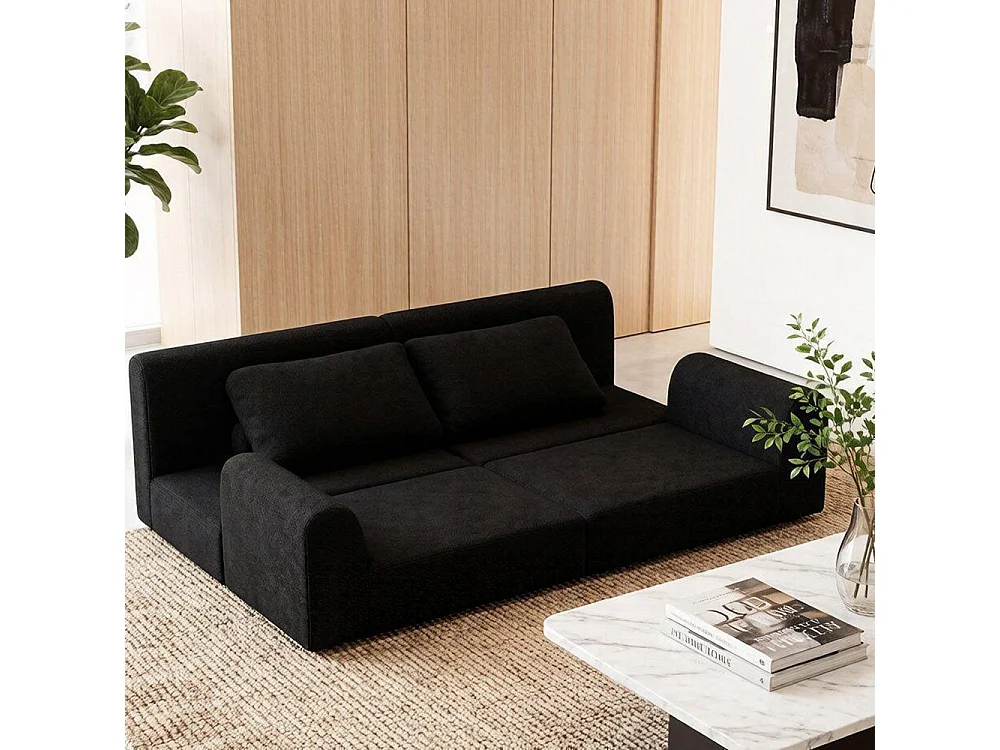 Canapé-lit pliable avec dossier multifonctionnel en mousse à mémoire de forme, tapis de sol portable, noir