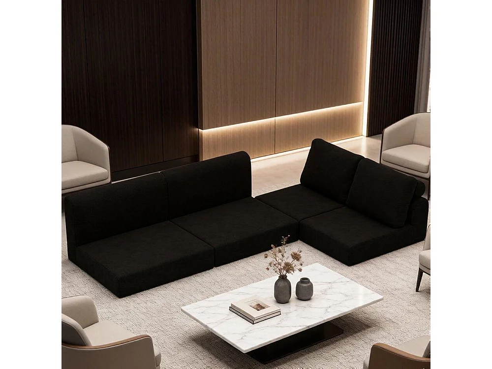 Canapé-lit pliable avec dossier multifonctionnel en mousse à mémoire de forme, tapis de sol portable, noir