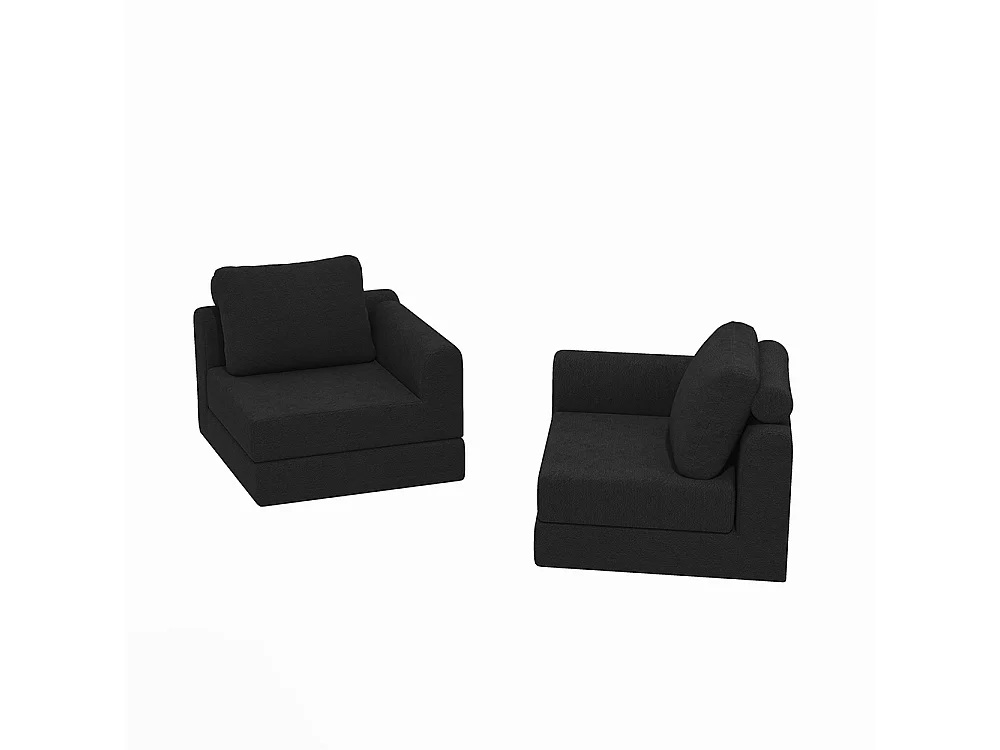 Canapé-lit pliable avec dossier multifonctionnel en mousse à mémoire de forme, tapis de sol portable, noir