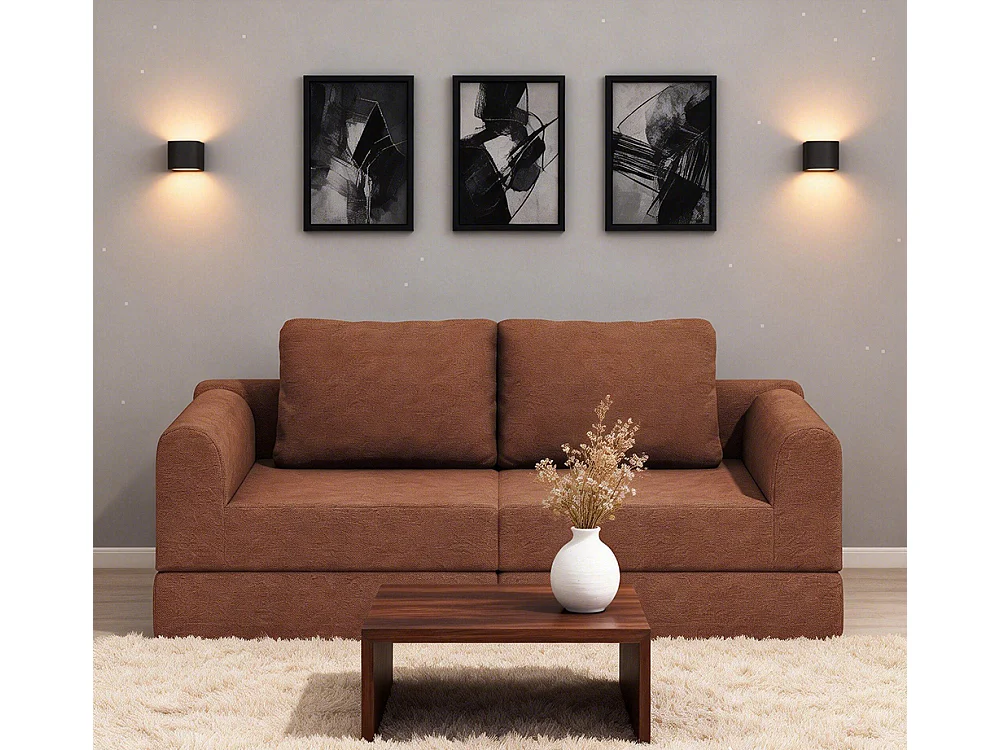 Opvouwbare slaapbank met multifunctionele rugleuning van traagschuim, draagbaar vloerkleed, bruin