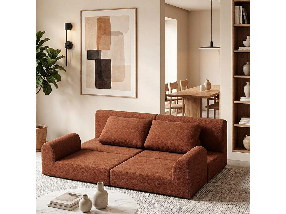 Opvouwbare slaapbank met multifunctionele rugleuning van traagschuim, draagbaar vloerkleed, bruin