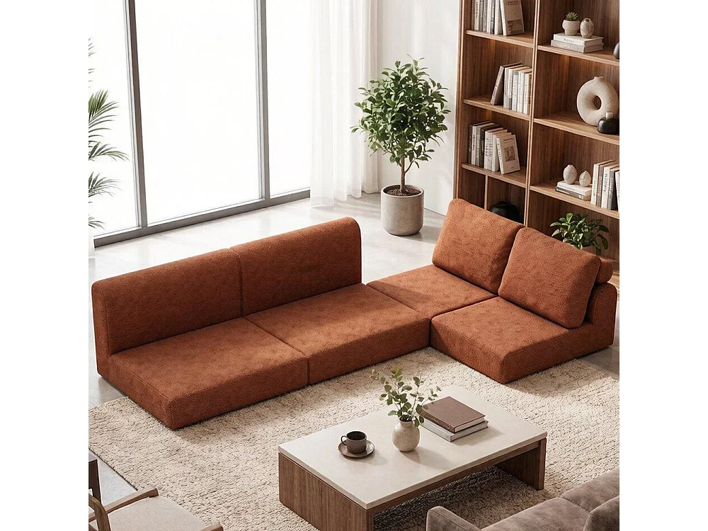 Opvouwbare slaapbank met multifunctionele rugleuning van traagschuim, draagbaar vloerkleed, bruin