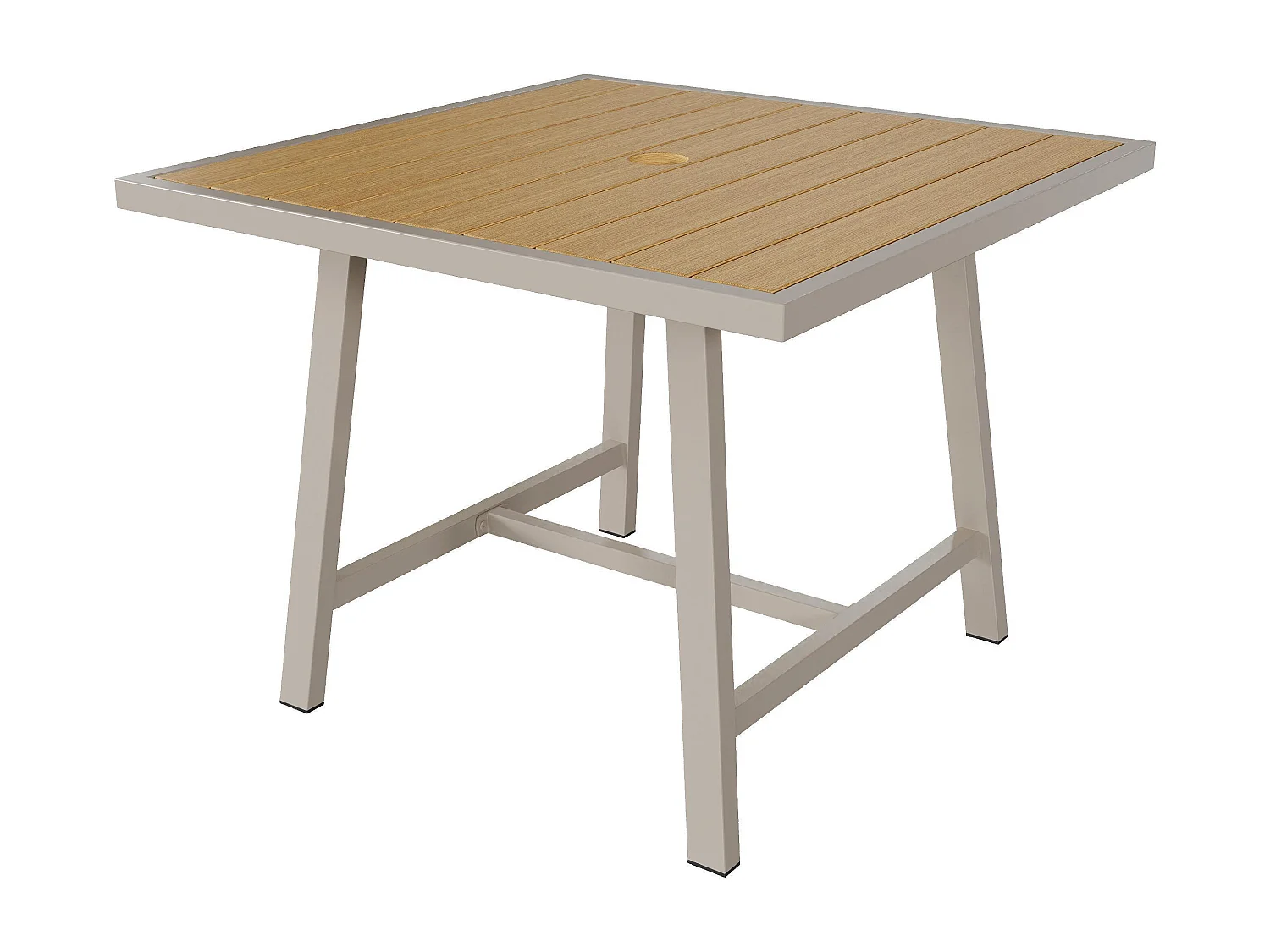 Ensemble de table et chaises de jardin, en tubes d'acier galvanisé, avec structure en corde tressée, couleur kaki et beige