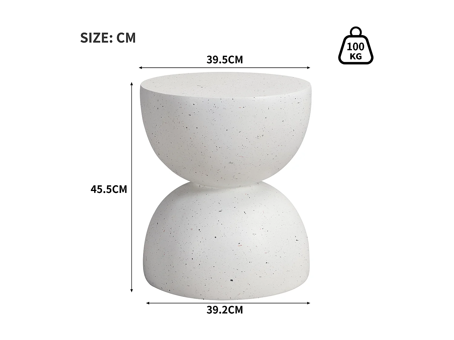 Table d'appoint d'extérieur en MgO, légère et pratique, en terrazzo blanc