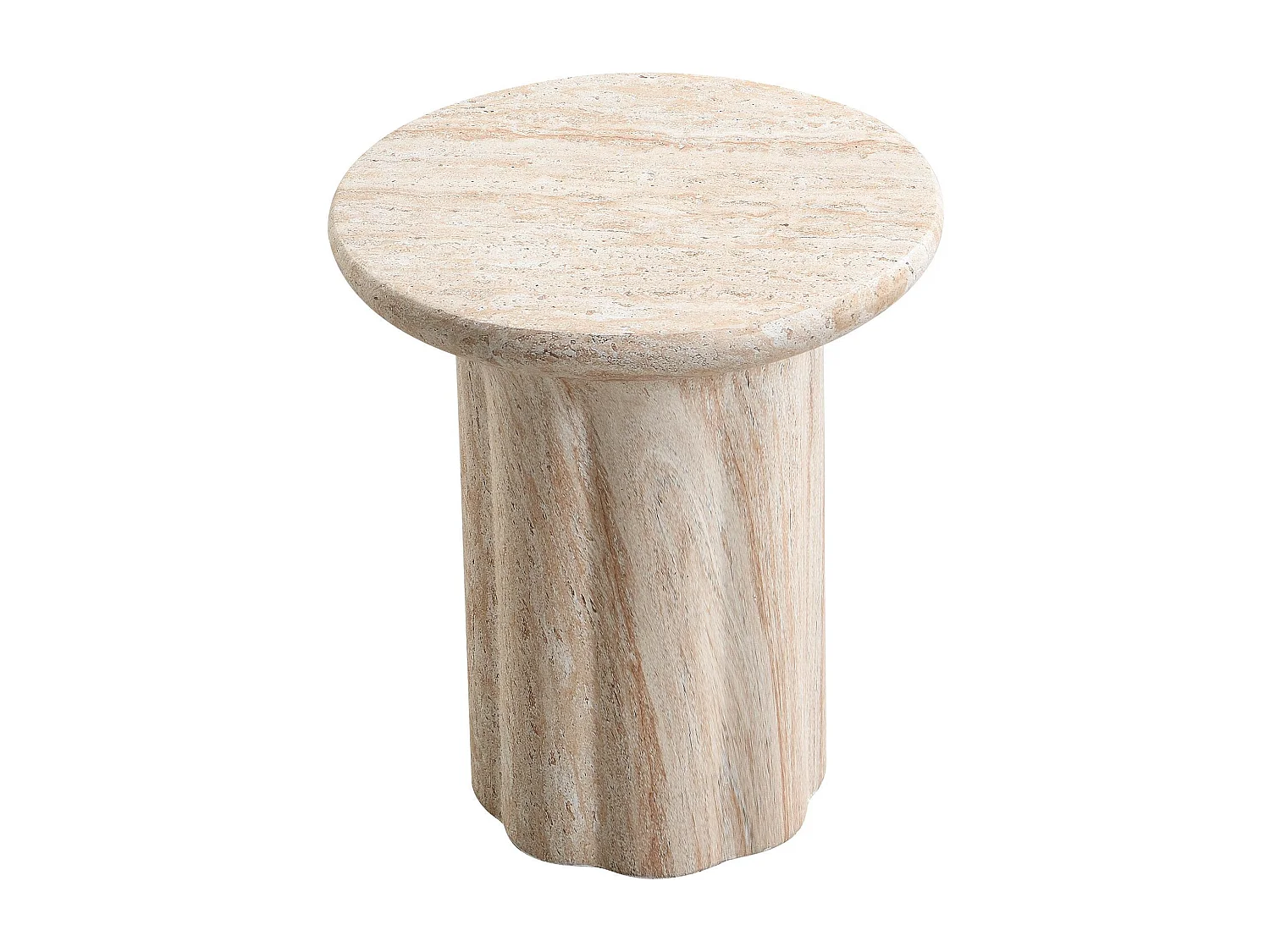 Table d'appoint d'extérieur en MgO, légère et pratique, avec un aspect marbré, couleur beige