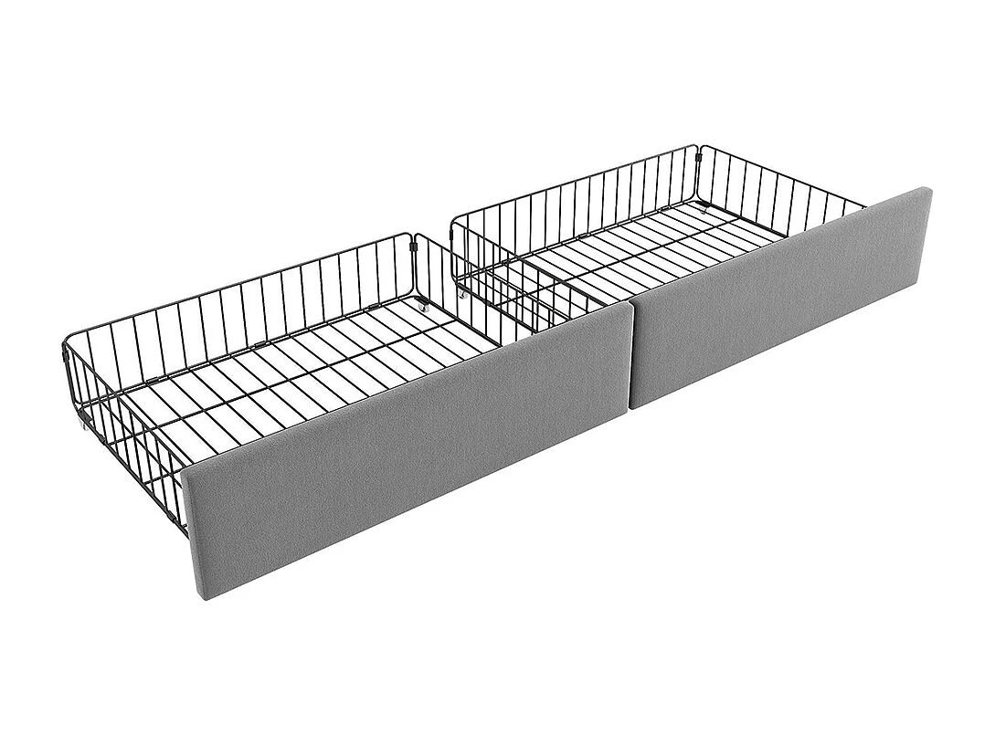 Kinderbed 90x190 cm, met lades, met opbergruimte, fluweel, met lattenbodem, grijs