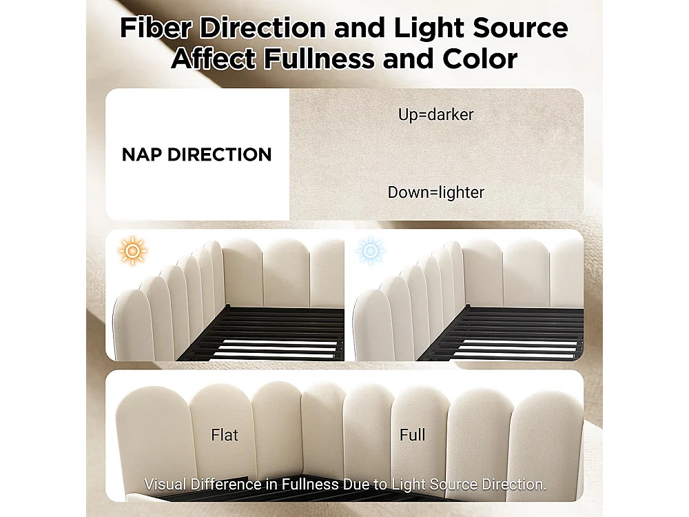 Kinderbed 90x190 cm, met lades, met opbergruimte, fluweel, met lattenbodem, beige