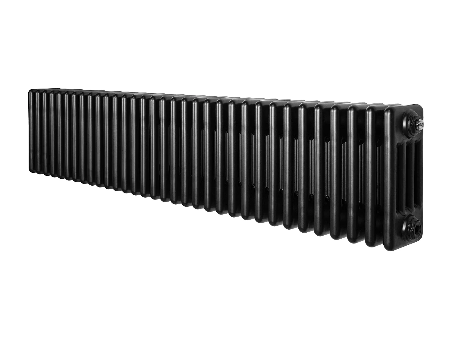 Radiador Tradicional Horizontal 4 Columnas - Negro | 300mm x 1505mm | Acero Premium 1672 W | Soportes, Kit, Cepillo | Garantía 15 Años | Calefacción