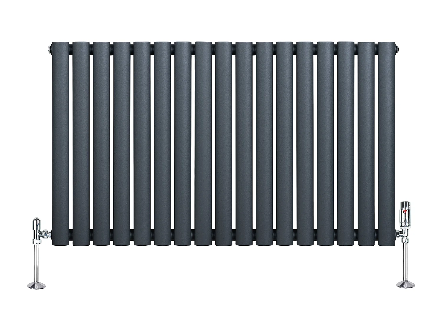 Horizontale design radiator ovaal 1 kolom - grijs 600x1020 mm thermostaatkraan