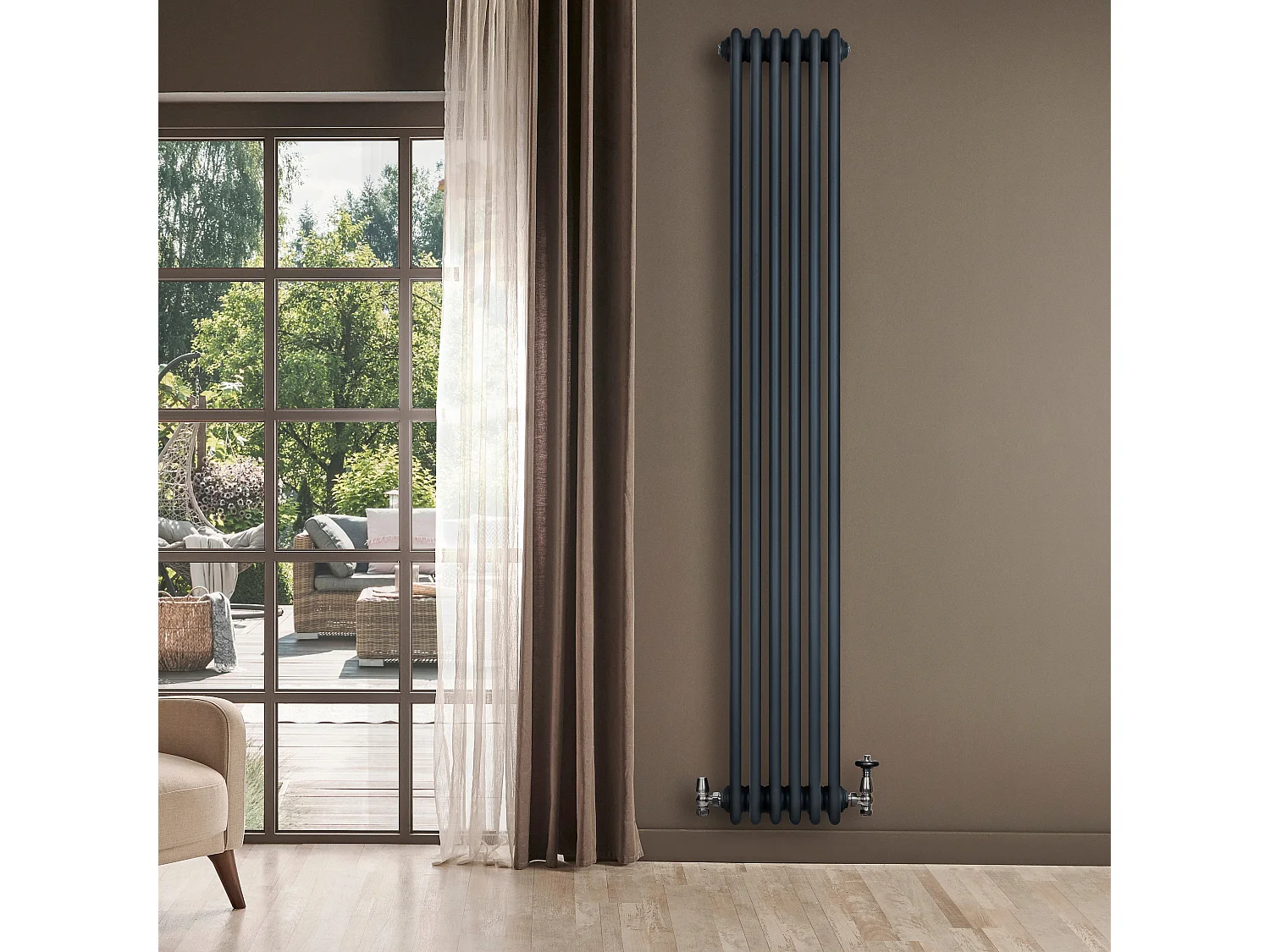 Radiador Tradicional Vertical 4 Columnas - Gris Antracita | 1800mm x 290mm | Acero Premium 1728W | Soportes, Kit, Cepillo | Garantía 15 Años | Calefacción