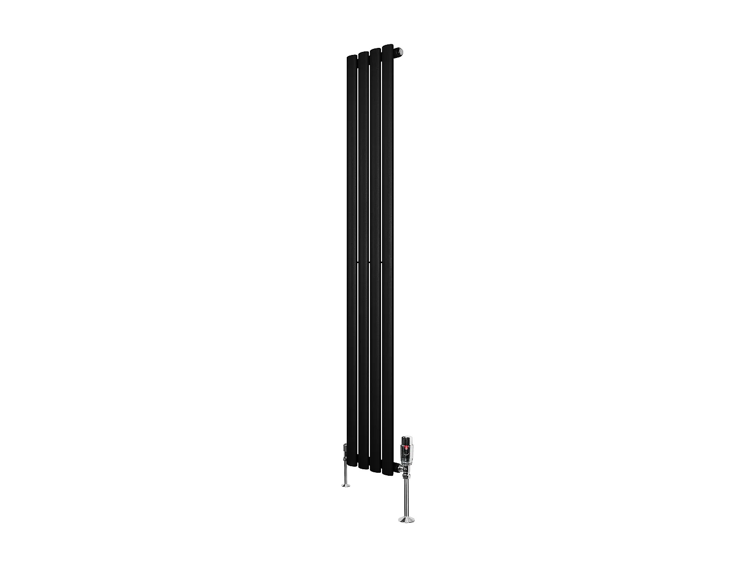 Verticale design radiator ovaal 1 kolom - zwart 1600x240 mm thermostaatkraan