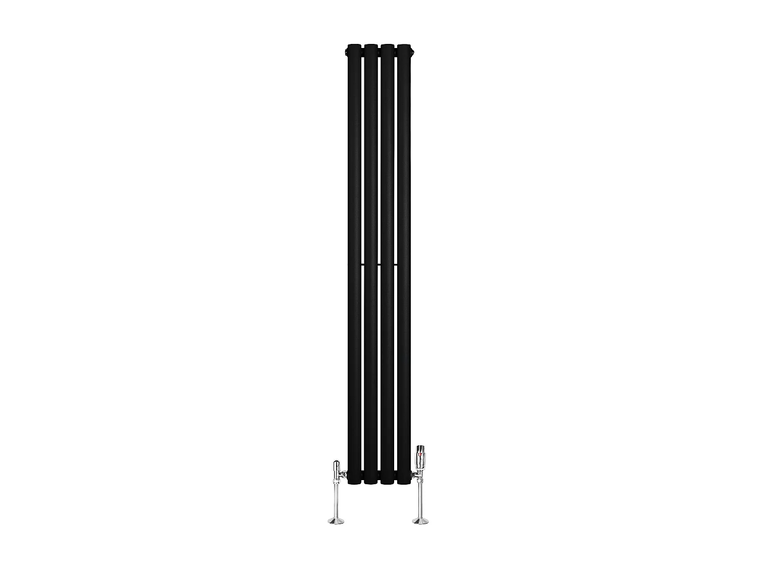 Verticale design radiator ovaal 1 kolom - zwart 1600x240 mm thermostaatkraan