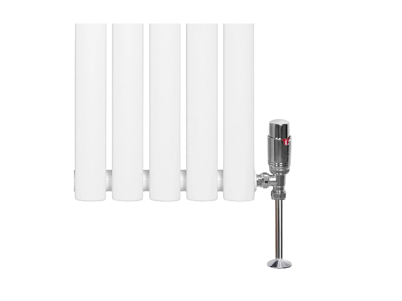 Verticale design radiator ovaal 1 kolom - wit 1600x600 mm thermostaatkraan