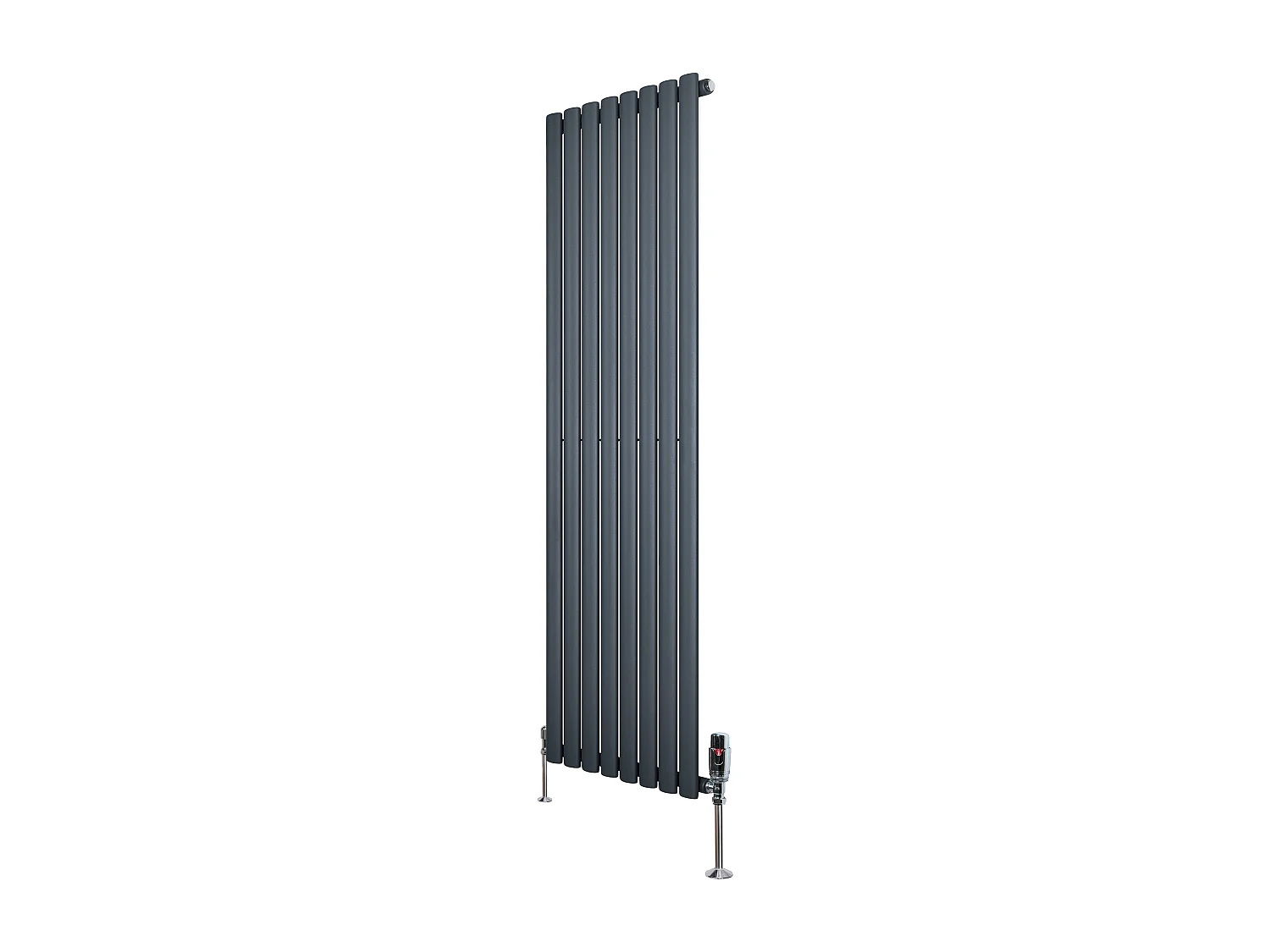 Verticale design radiator ovaal 1 kolom - grijs 1600x480 mm thermostaatkraan