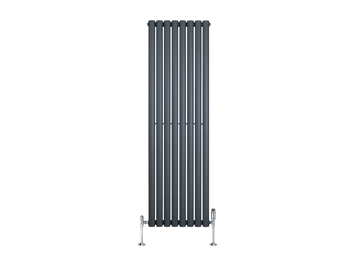 Verticale design radiator ovaal 1 kolom - grijs 1600x480 mm thermostaatkraan