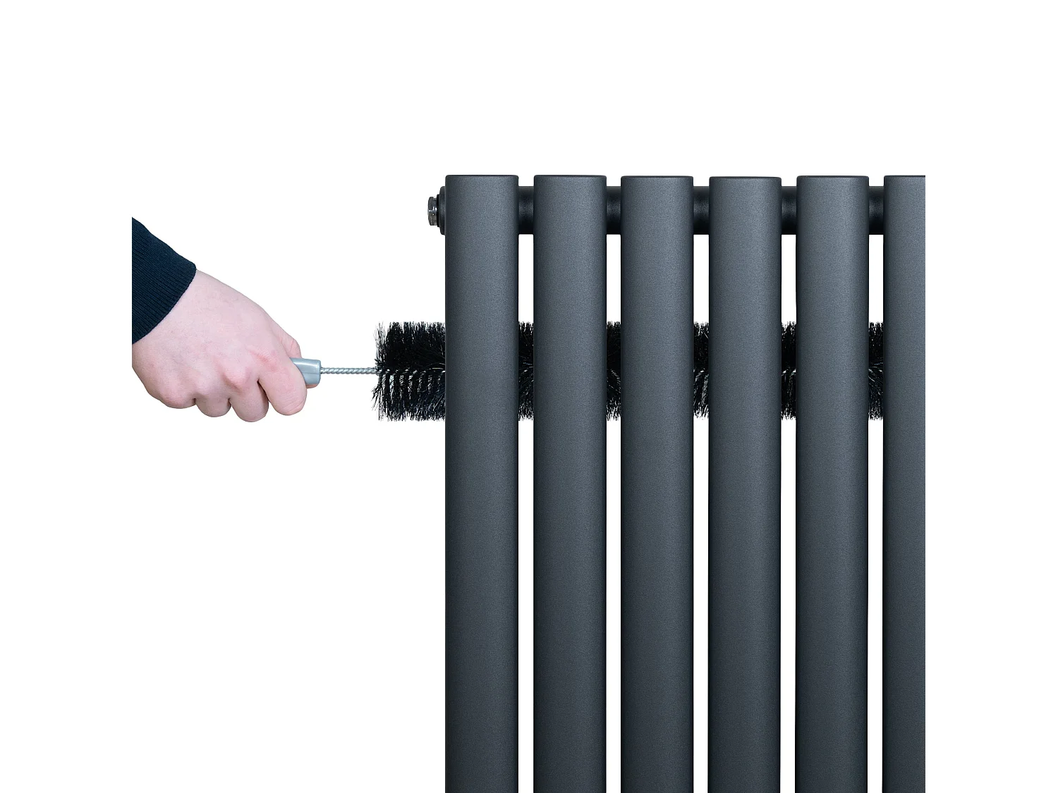 Verticale design radiator ovaal 1 kolom - grijs 1600x480 mm thermostaatkraan