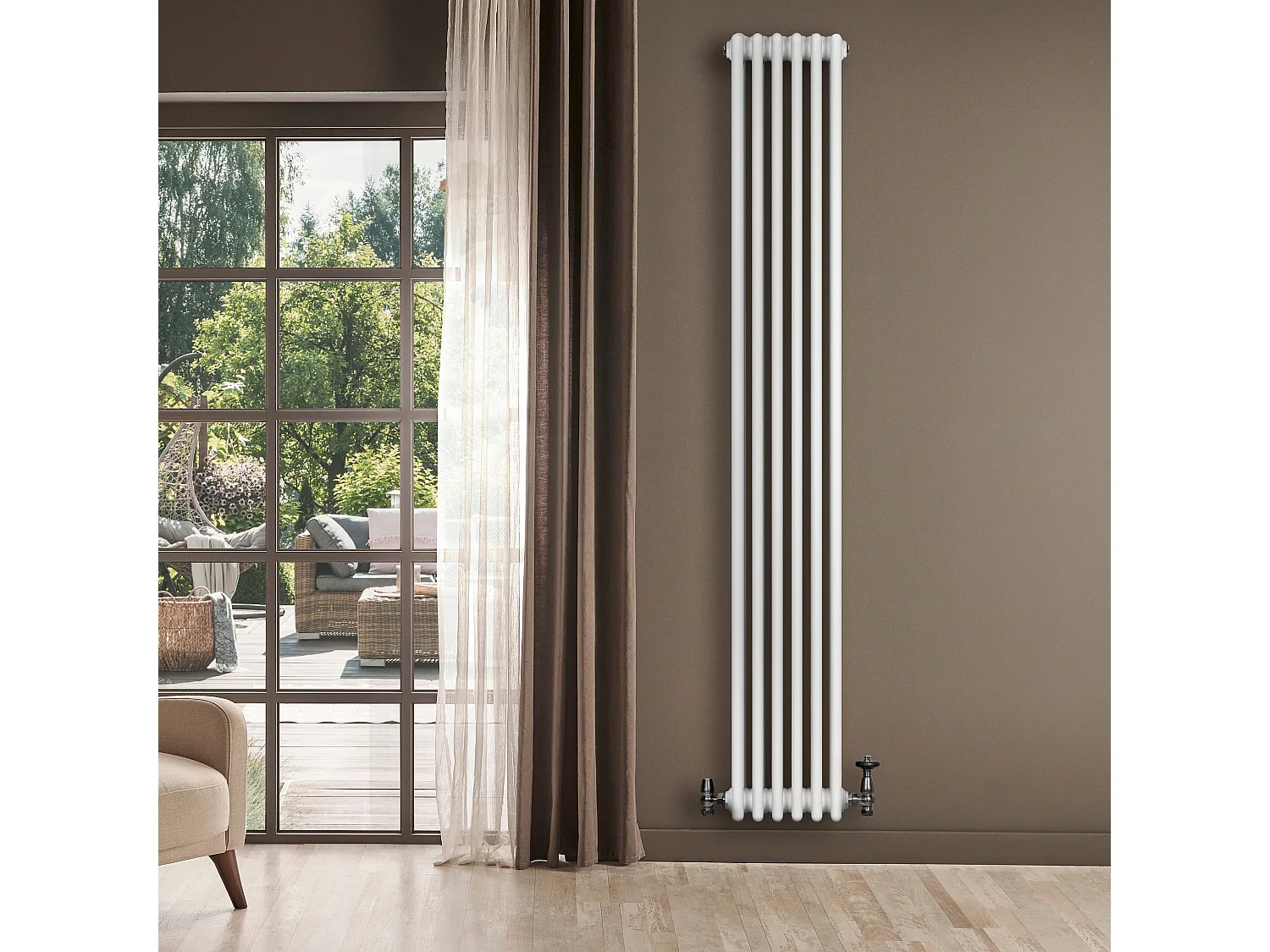 Radiador Vertical 4 Colunas 1800x290 mm - Branco, Aço Carbono 1.5 mm, 1728 W, Alta Eficiência, Fácil Instalação, Durável e Design Clássico