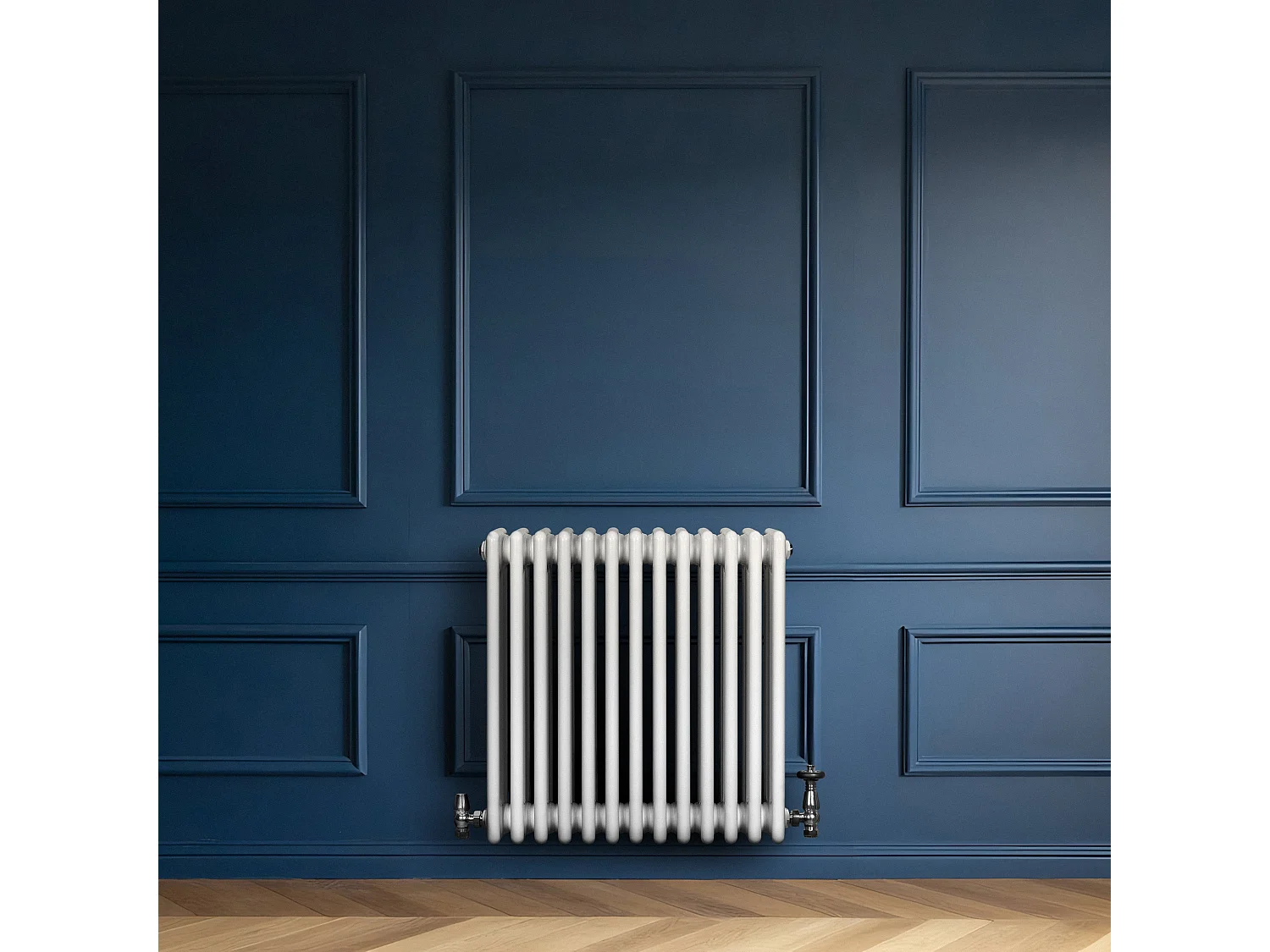 Radiador Tradicional Horizontal 4 Columnas - Blanco| 600mm x 605mm | Acero Premium 756 W | Soportes, Kit, Cepillo | Garantía 15 Años | Calefacción