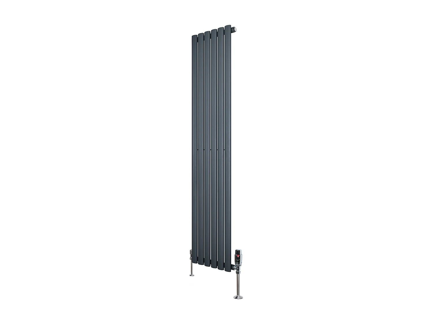 Verticale design radiator ovaal 1 kolom - grijs 1600x360 mm thermostaatkraan