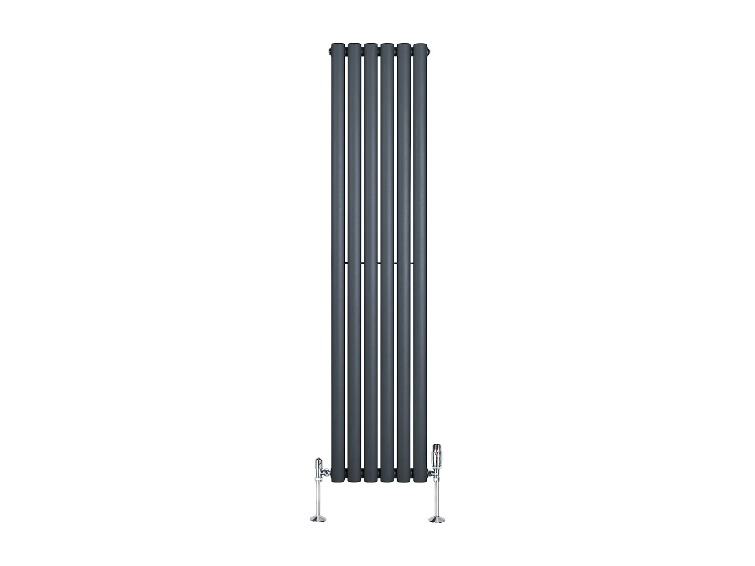 Verticale design radiator ovaal 1 kolom - grijs 1600x360 mm thermostaatkraan