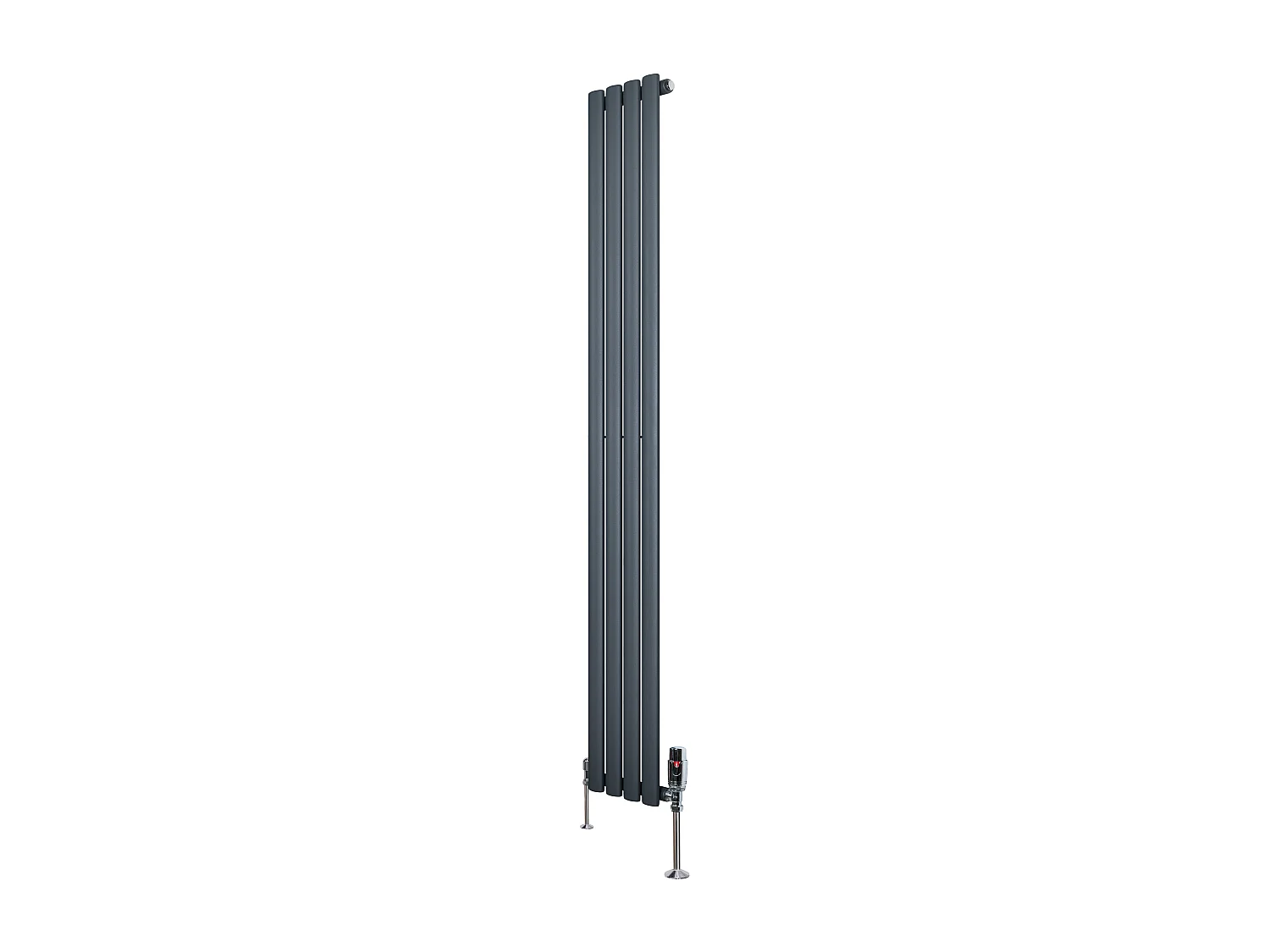 Verticale design radiator ovaal 1 kolom - grijs 1800x240 mm thermostaatkraan
