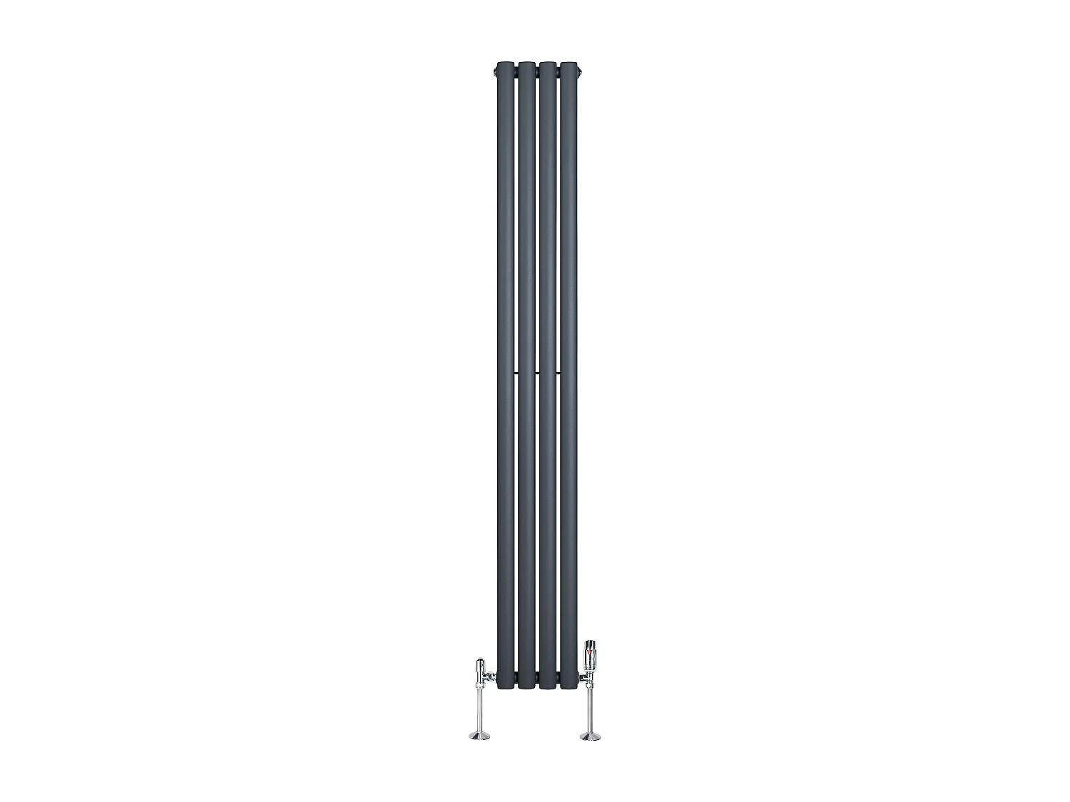 Verticale design radiator ovaal 1 kolom - grijs 1800x240 mm thermostaatkraan