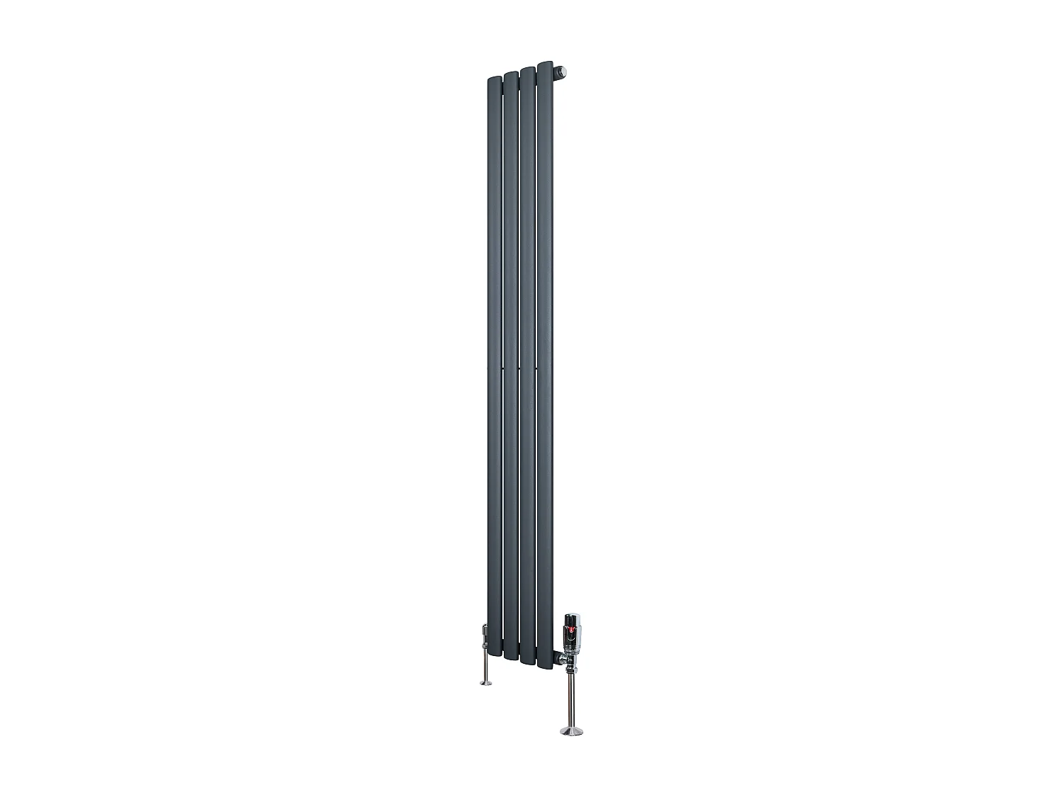Verticale design radiator ovaal 1 kolom - grijs 1600x240 mm thermostaatkraan