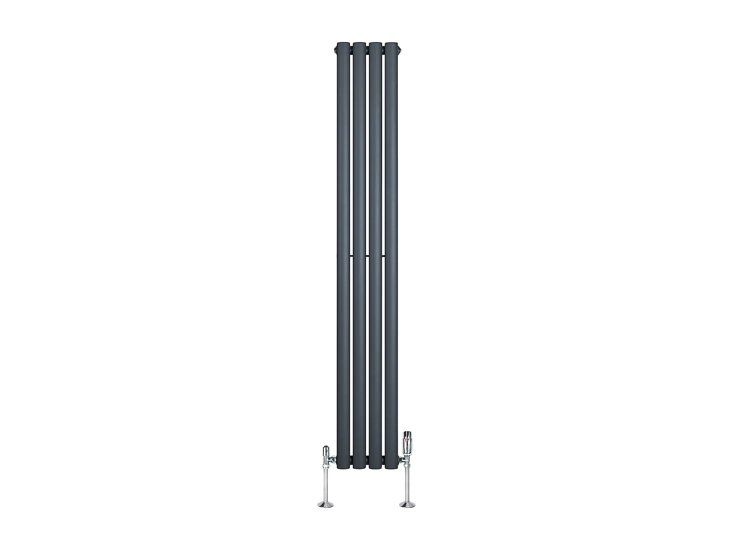 Verticale design radiator ovaal 1 kolom - grijs 1600x240 mm thermostaatkraan