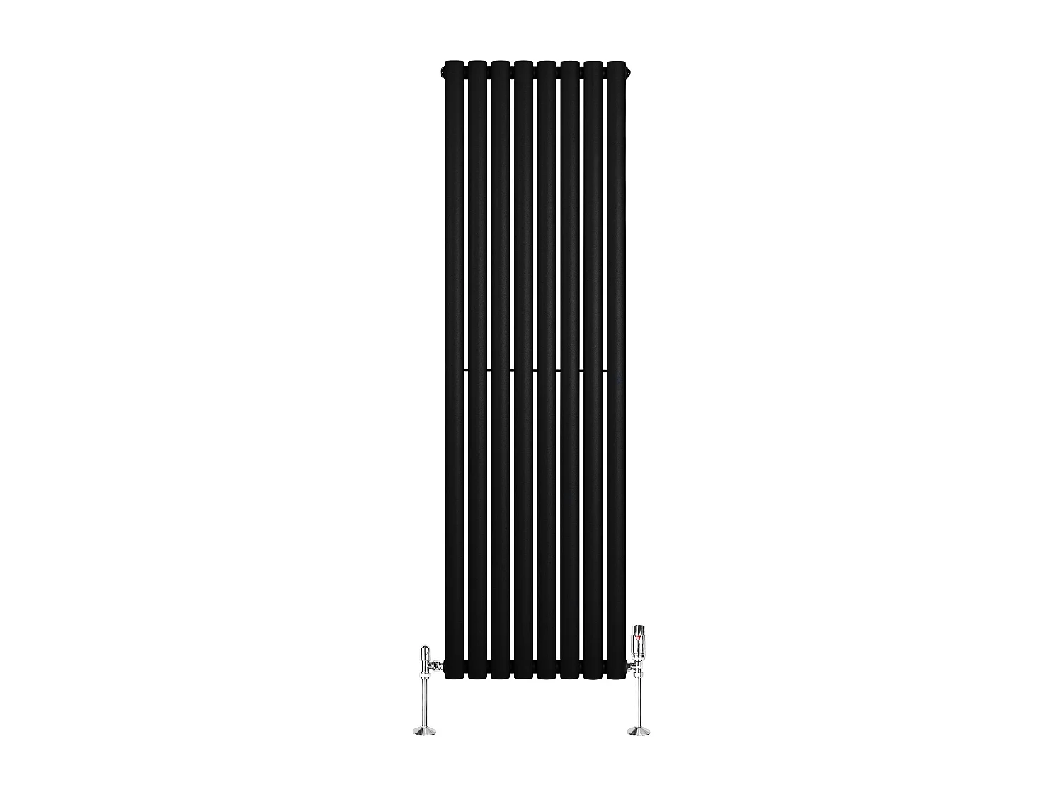 Verticale design radiator ovaal 1 kolom - zwart 1600x480 mm thermostaatkraan