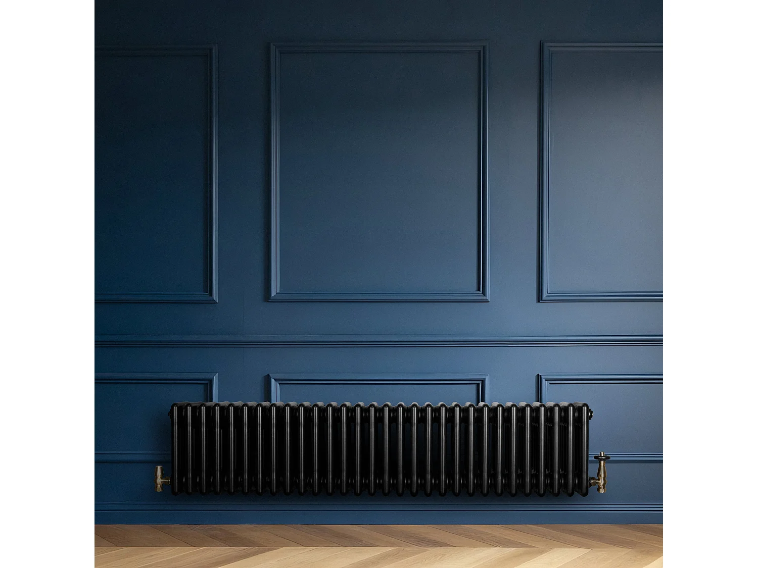 Radiador Horizontal 4 Colunas 300x1370 mm - Preto, Aço Carbono 1.5 mm, 1519 W, Alta Eficiência, Fácil Instalação, Durável e Design Clássico