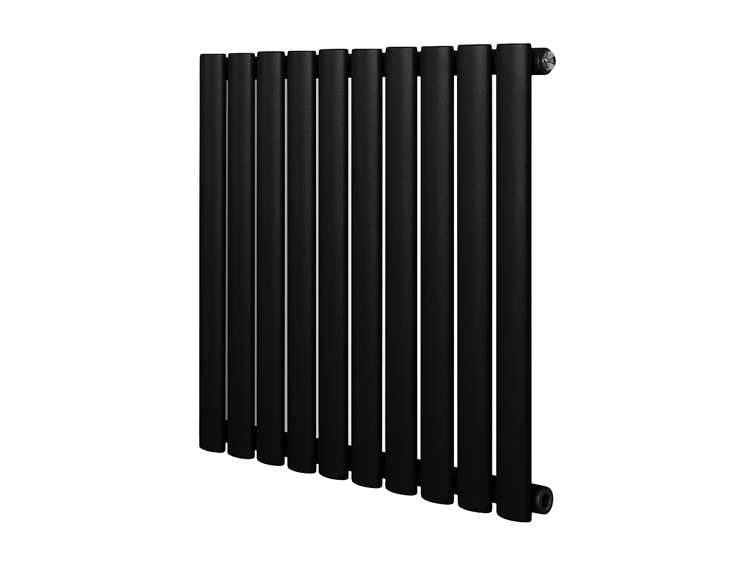 Horizontaal design radiator ovaal - 1 kolom - zwart - 600 x 600 mm