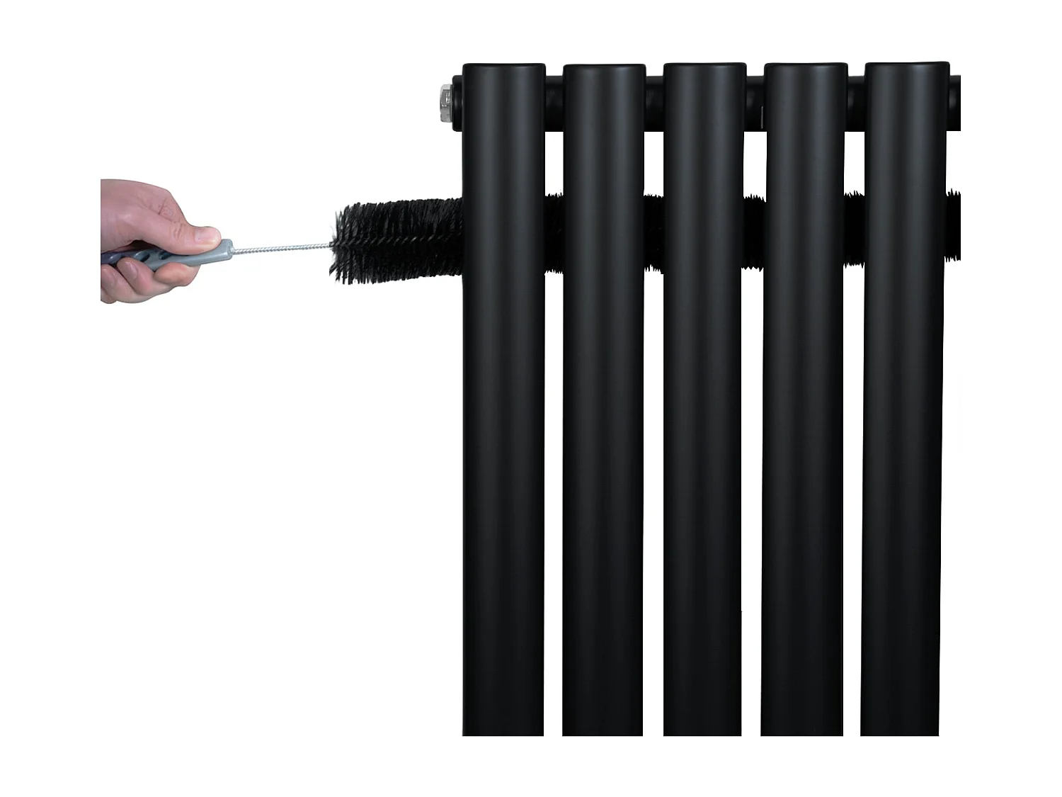 Horizontaal design radiator ovaal - 1 kolom - zwart - 600 x 600 mm