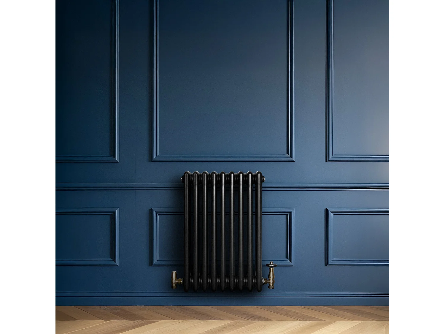 Radiador Tradicional Horizontal 4 Columnas - Negro | 600mm x 425mm | Acero Premium 523 W | Soportes, Kit, Cepillo | Garantía 15 Años | Calefacción